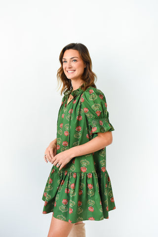Olive Blooms Mini Dress
