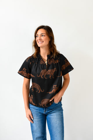 Zenzi Jungle Darthy Smocked Top