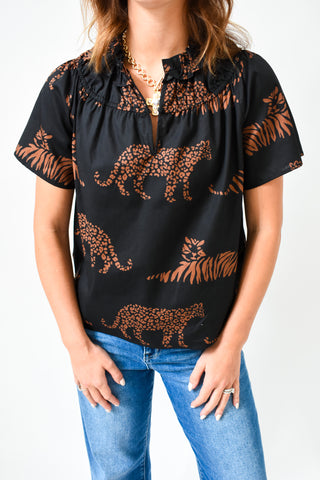 Zenzi Jungle Darthy Smocked Top
