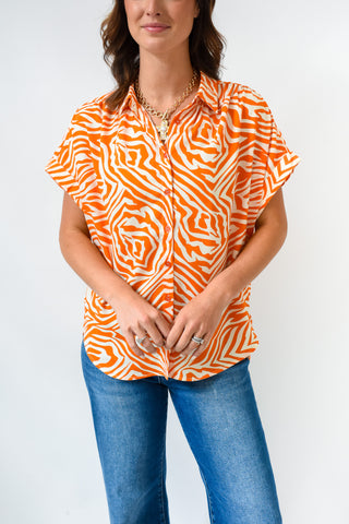 Stylin In Stripes Tiger Button Up Top