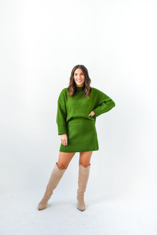 Green With Envy Sweater Top and Skirt Set