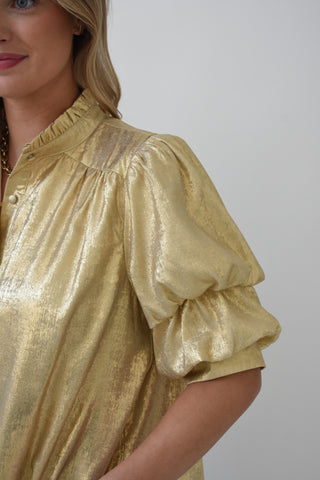 Golden Glimmer Button Up Top