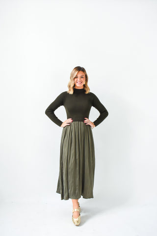 Layered Luxe Sweater Combo Dress