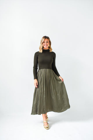 Layered Luxe Sweater Combo Dress