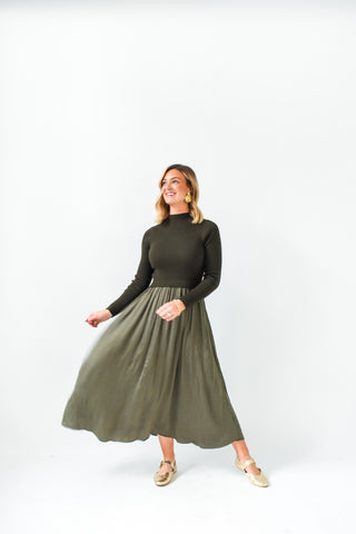 Layered Luxe Sweater Combo Dress