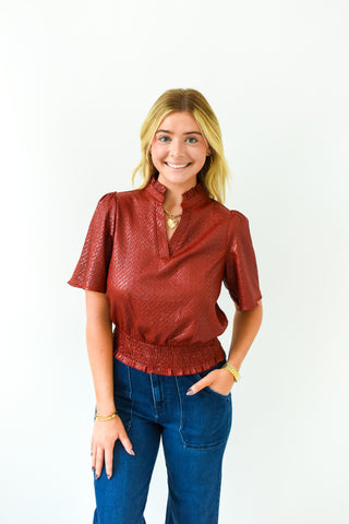 Merlot Mode Textured Top