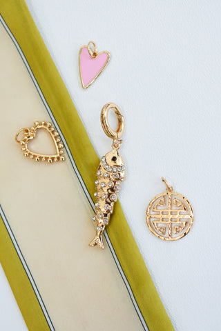 Pave Sardine Pendant Charm