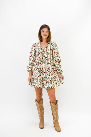 Cordially Yours Floral Corduroy Dress