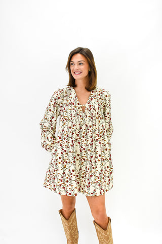Cordially Yours Floral Corduroy Dress