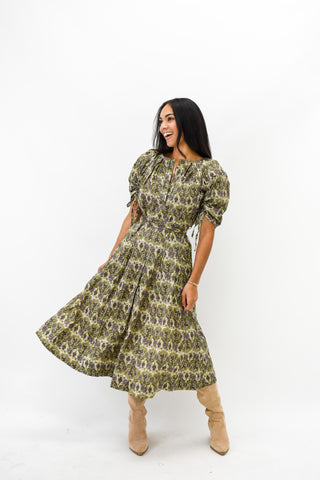 Belted In Blossoms Midi Dress