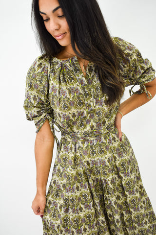 Belted In Blossoms Midi Dress