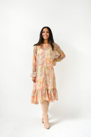 Karlie Paisley Chiffon Midi Dress