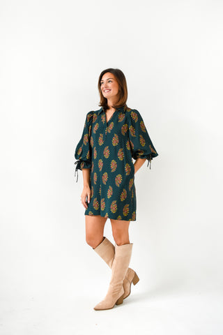 Wonder-fall Floral Collared Dress