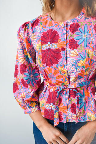 Bright Botanicals Button Up Top