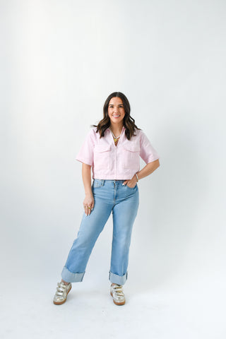 Cut Loose Cropped Denim Top