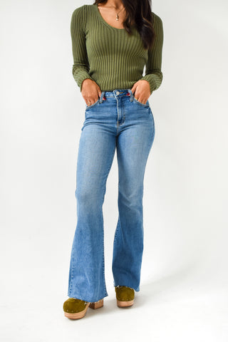 Mid Rise Straight Bootcut Jeans