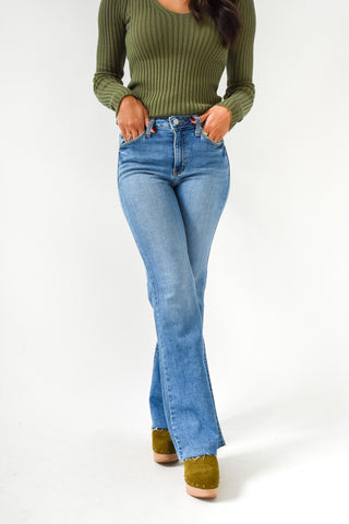 Mid Rise Straight Bootcut Jeans