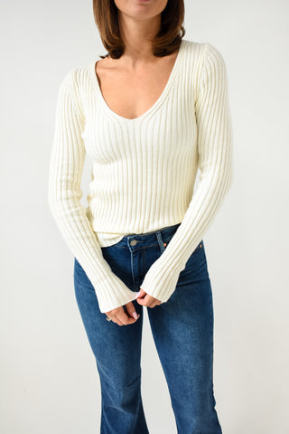 Ribbed Romance V-Neck Sweater