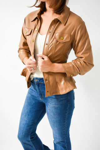Flare Enough Faux Leather Peplum Jacket