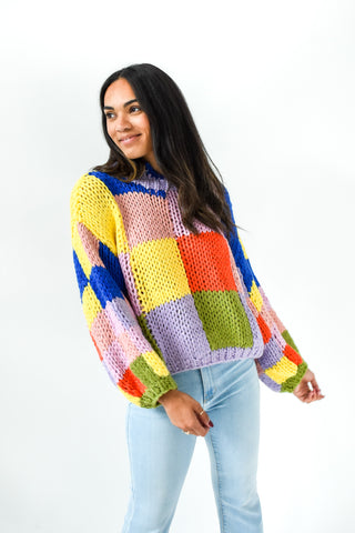 Karlie Color Block Crochet Sweater