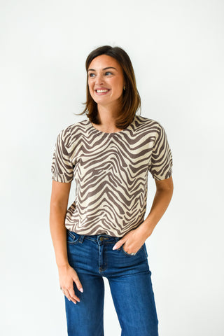 Hot Spot Animal Print Short Sleeve Sweater