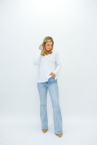 Up All White V-Neck Sweater