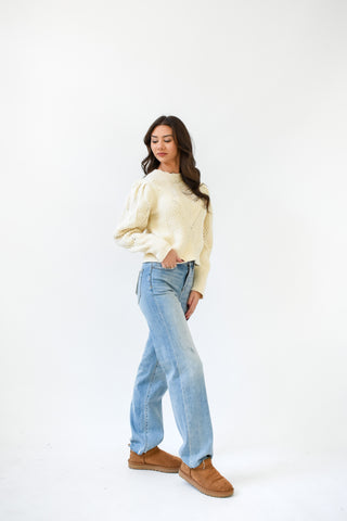 Sweet Creams Puff Shoulder Sweater