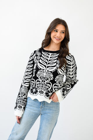 The Scallop Statement Printed Sweater