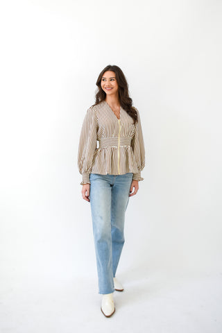 Strike A Stripe Peplum Top