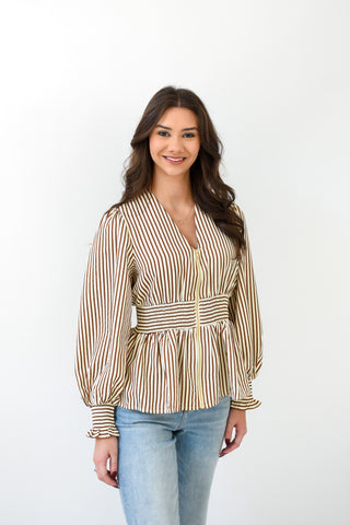 Strike A Stripe Peplum Top