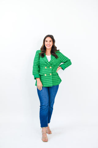 Tweed You Now Double Button Blazer