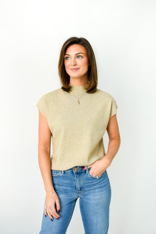 Taupe Shelf Cap Sleeve Sweater Vest