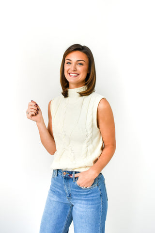 Mock Star Cable Knit Sweater Vest