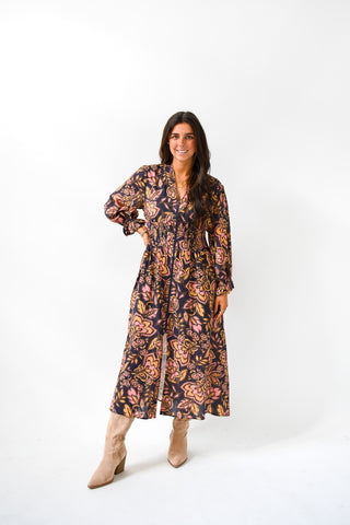 Navy Baby Blooms Floral Midi Dress