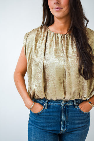 Golden Glimmer Gathered Top