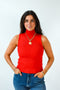 Mock Party Sleeveless Ribbed Top