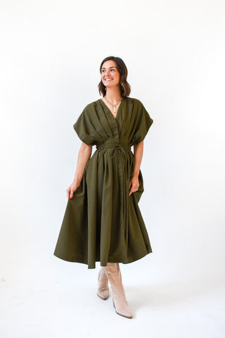 All For Olive Tie Waist Midi Dress