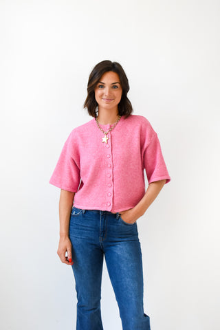 Bubblegum Button Down Sweater