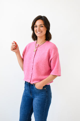 Bubblegum Button Down Sweater