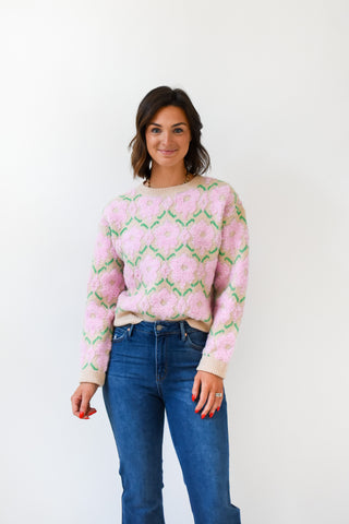 Bright Blooms Flower Sweater