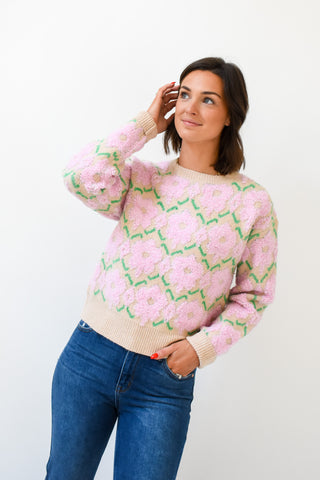 Bright Blooms Flower Sweater