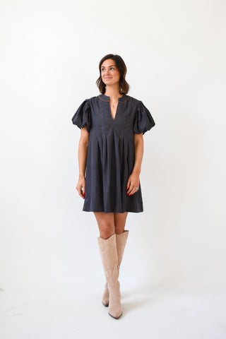 Corduroy Comfort V-Neck Dress