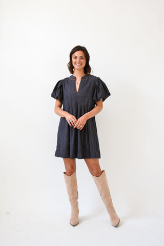 Corduroy Comfort V-Neck Dress