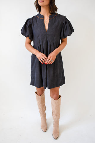 Corduroy Comfort V-Neck Dress