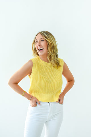Hello Yellow Tie Back Sweater Tank