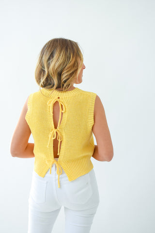 Hello Yellow Tie Back Sweater Tank