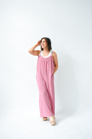 No Effort Needed Gauze Jumpsuit
