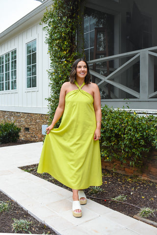 In The Limelight Halter Midi Dress
