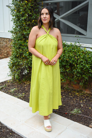 In The Limelight Halter Midi Dress