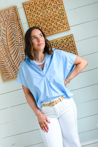 Karlie Solid Poplin Collared Top